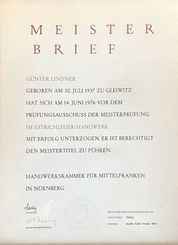 Meisterbrief G. Lindner